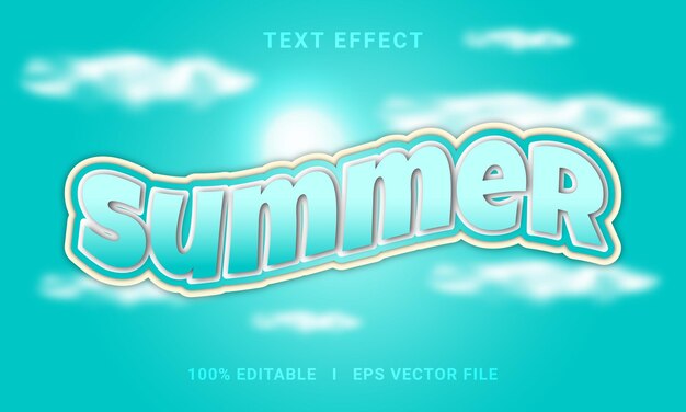 Vector summer 3d editable text effect vector graphic style