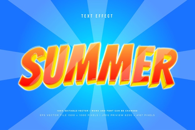 Summer 3d text effect on blue 