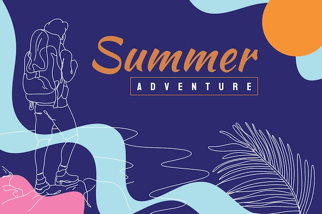 Summer Adventure Flat Illustration abstract background line art Sales promotion material