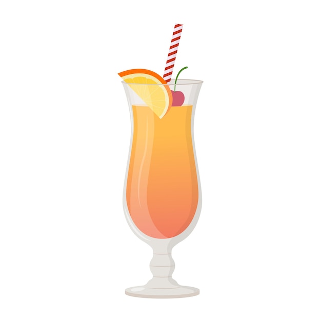 Summer alcoholic drink tropical cocktail Tequila sunrise Beach party concept