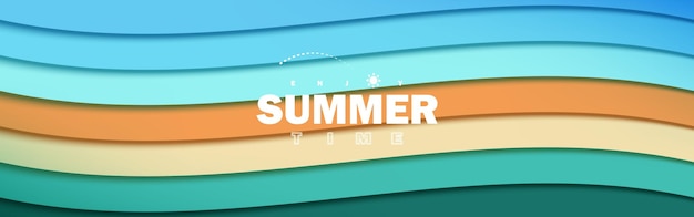 Vector summer background design summer colors in paper wave style