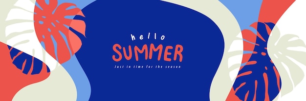 Summer background layout banner design with abstract background