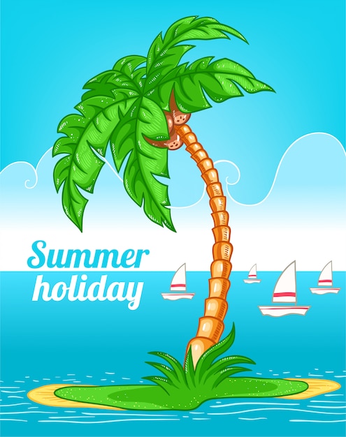 Summer background with palm