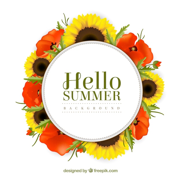 Summer background with pretty flowers