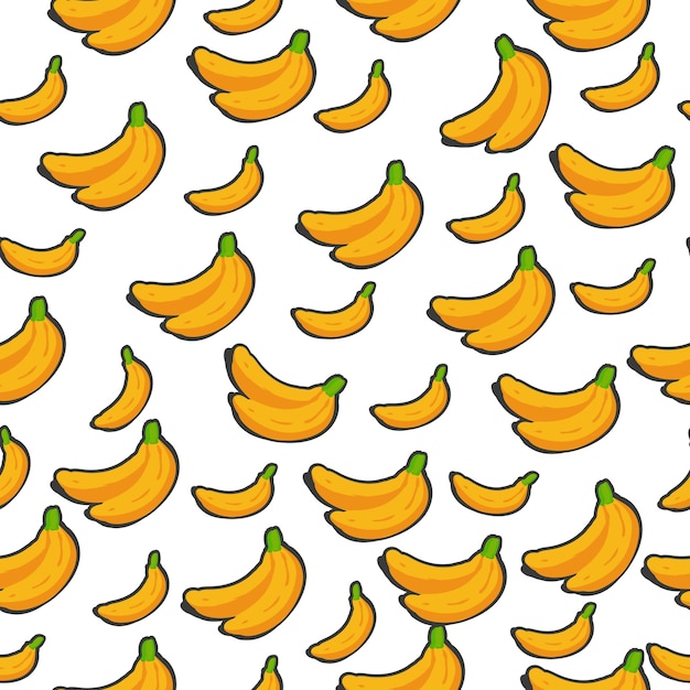 Summer banana doodle drawing seamless pattern