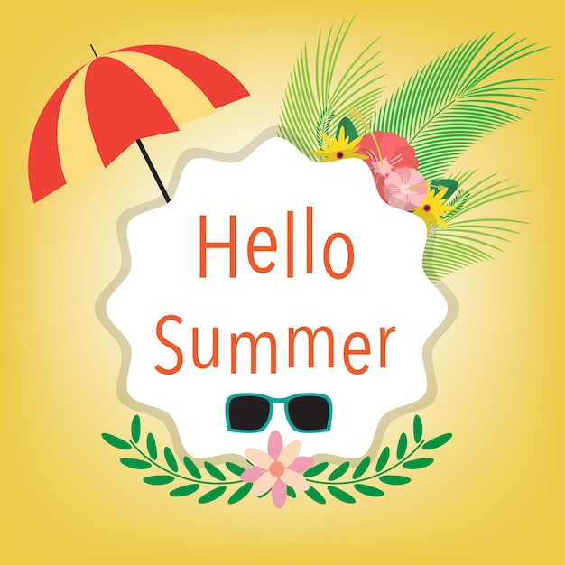 Summer banner design on yellow background.