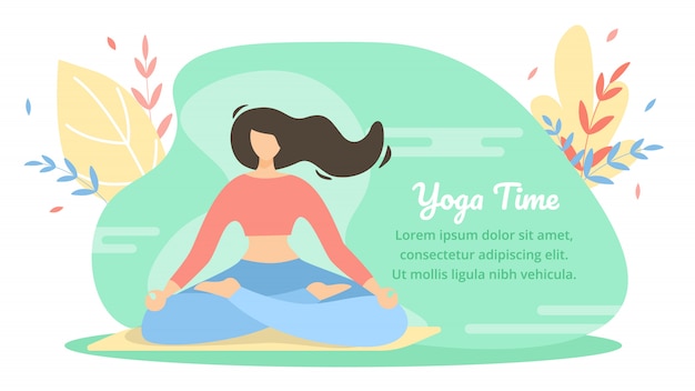 Summer banner is Written Yoga Time Cartoon Flat