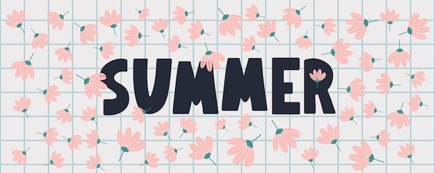 Summer banner with flowers