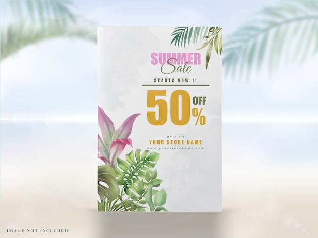 summer banner with tropical floral