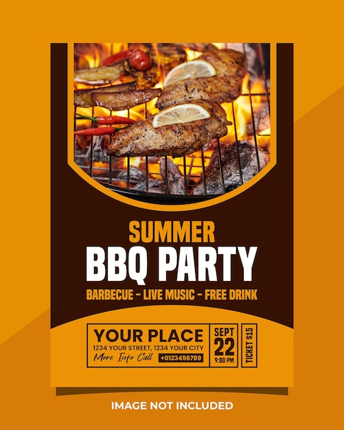 Vector summer bbq party vertical poster template design