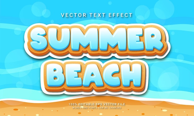 Summer beach 3d text style effect themed happy summer holiday