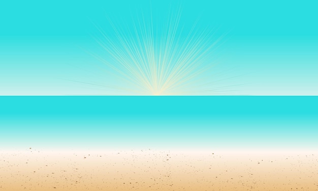 Summer beach background with sunbeams and sand Vector illustration