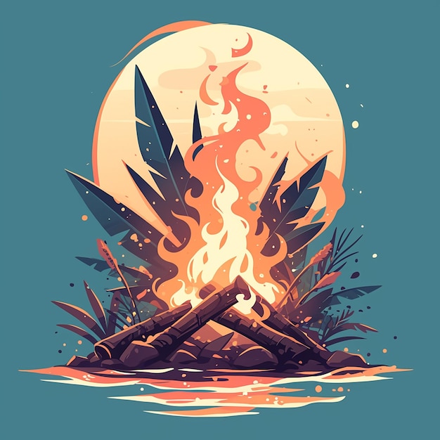 Vector summer beach bonfire poster