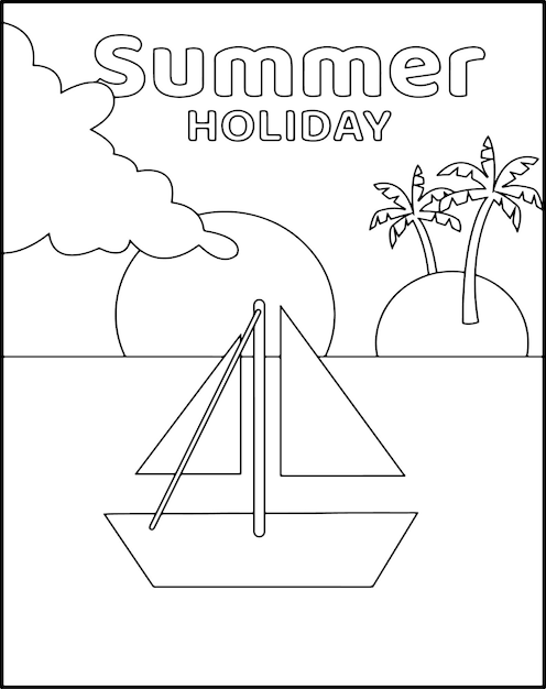 Summer Beach Coloring Pages for Kids