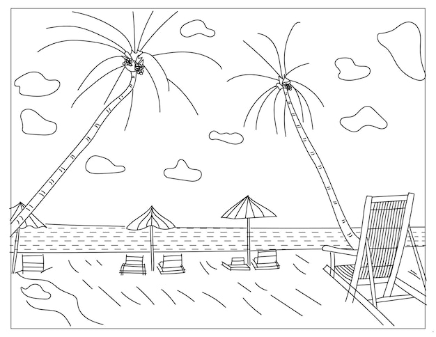 Summer Beach Coloring Pages And Symbols