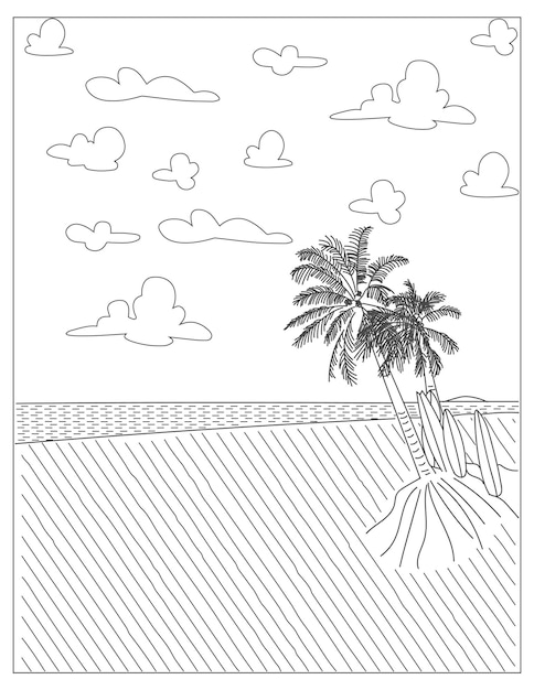 Summer Beach Coloring Pages And Symbols