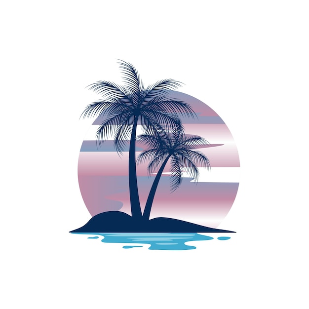 Vector summer beach logo design image illustrations