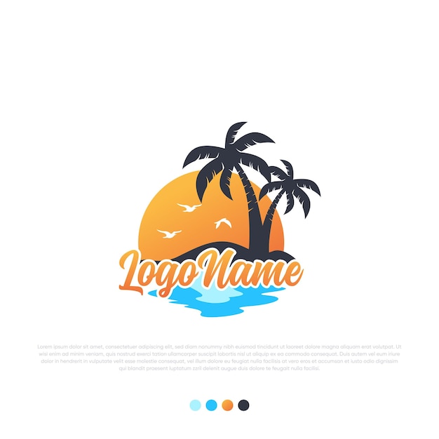 Summer Beach Logo Design Premium Vector