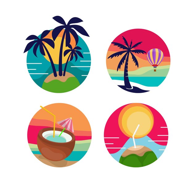 Vector summer beach logo design template