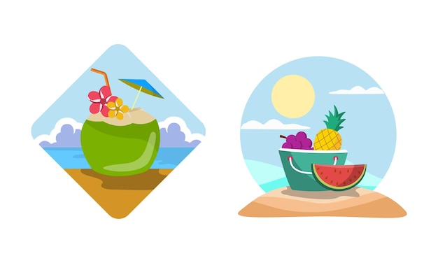 Summer beach logo design template