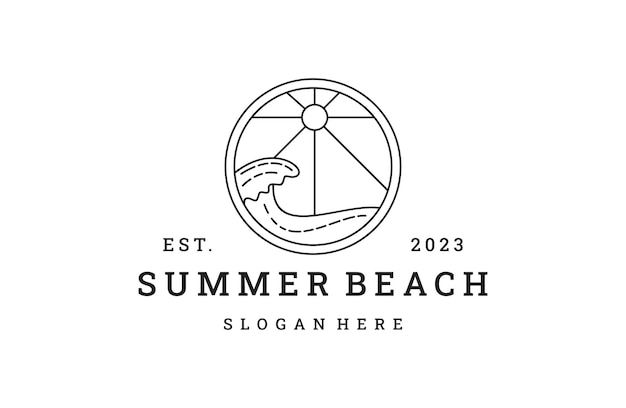 Summer beach logo vector icon illustration hipster vintage retro