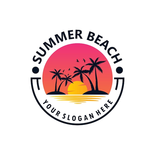 Summer beach logo vector illustration