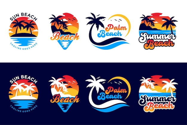 Summer beach palm beach logo design collection