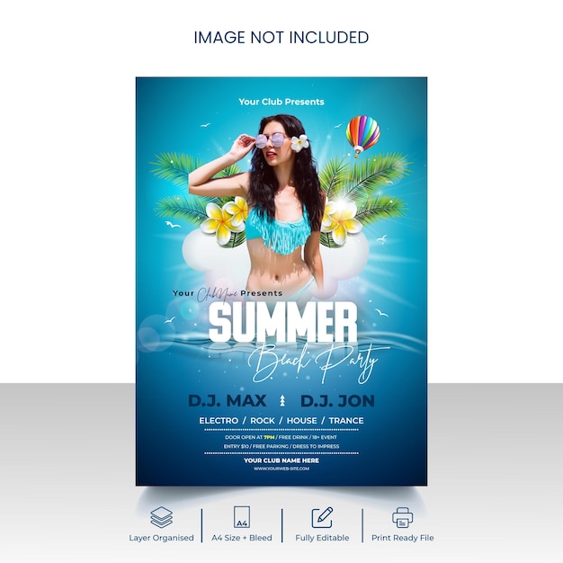 Summer beach party flyer template