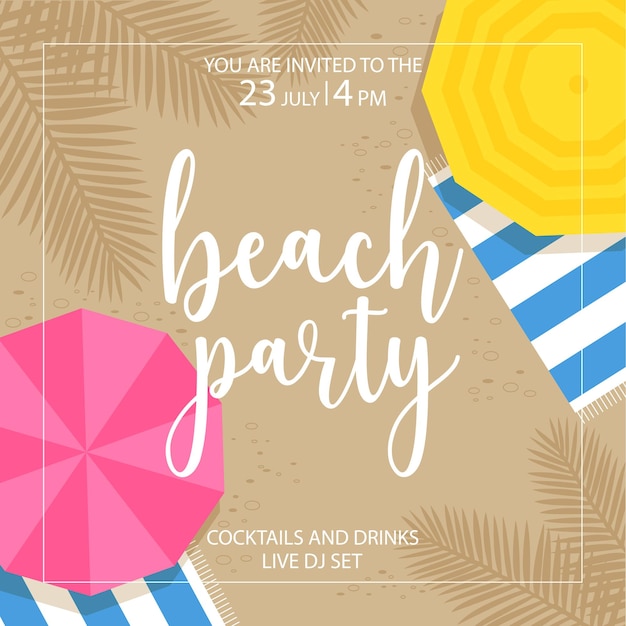 Summer beach party invitation banner poster or flyer suitable for holiday exotic events