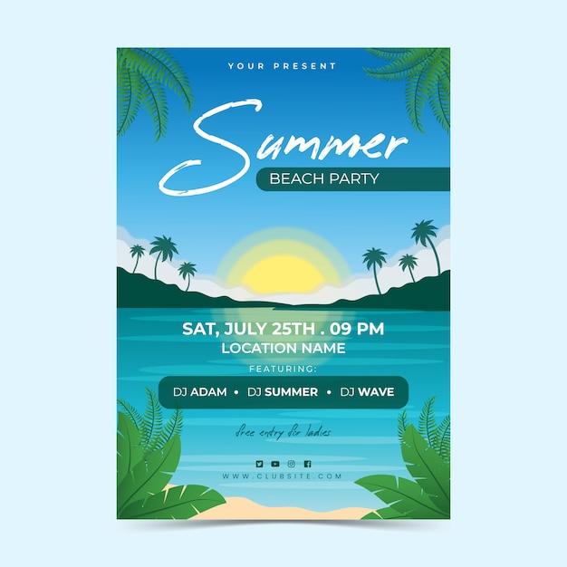 Summer beach party poster template