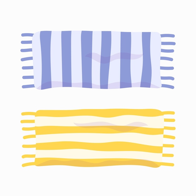 Summer beach striped towel set in flat style Vector illustration