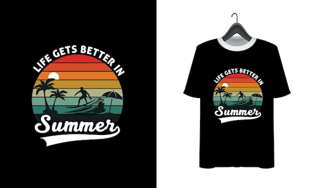 Summer beach and sunset Vector graphic for t shirt design