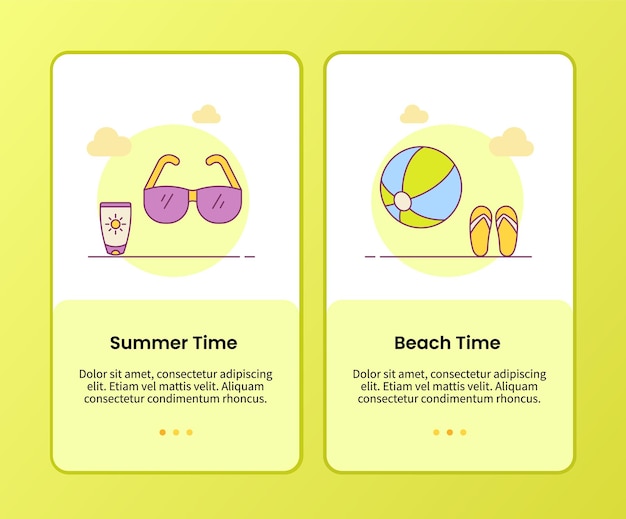 summer beach time campaign for onboarding mobile apps application banner template