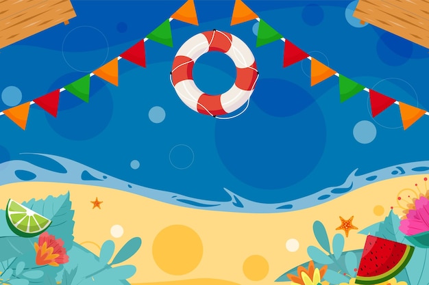 Summer beach top view elements background