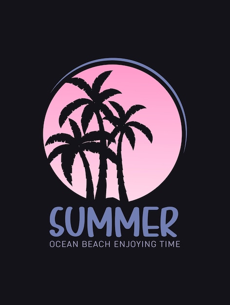 Summer and Beach Vector Graphics T-shirt Design Print Template