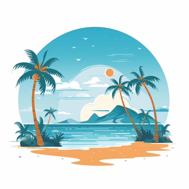 summer beach vector sea vacation tropical holiday illustration design travel background s