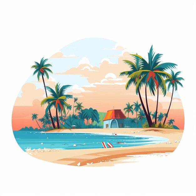 summer beach vector sea vacation tropical holiday illustration design travel background s