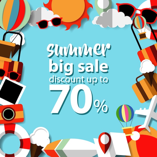 summer big sale paper art design illustration