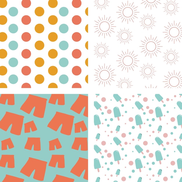 Summer Bright Background Pattern Set