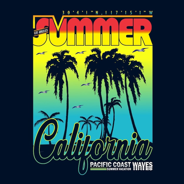 summer california tee typography graphic design illustration vector art vintage