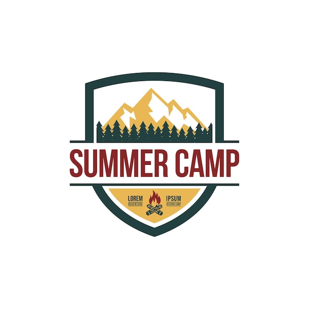 Summer Camp Badge Logo Vector Template