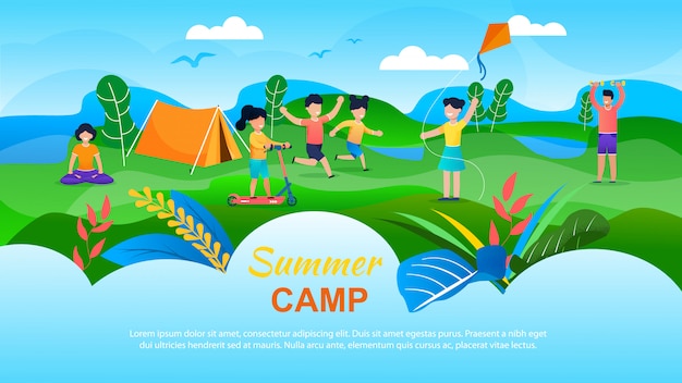 Summer Camp for Children Advertising Banner.