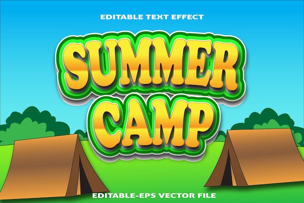 Summer camp editable text effect 3d emboss style design