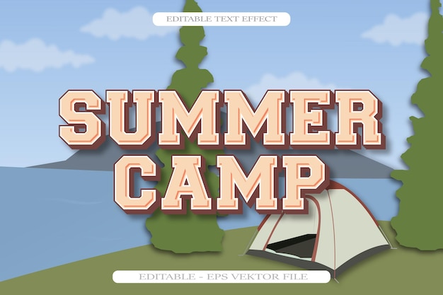 Summer Camp Editable Text Effect 3D Gradient Style Design