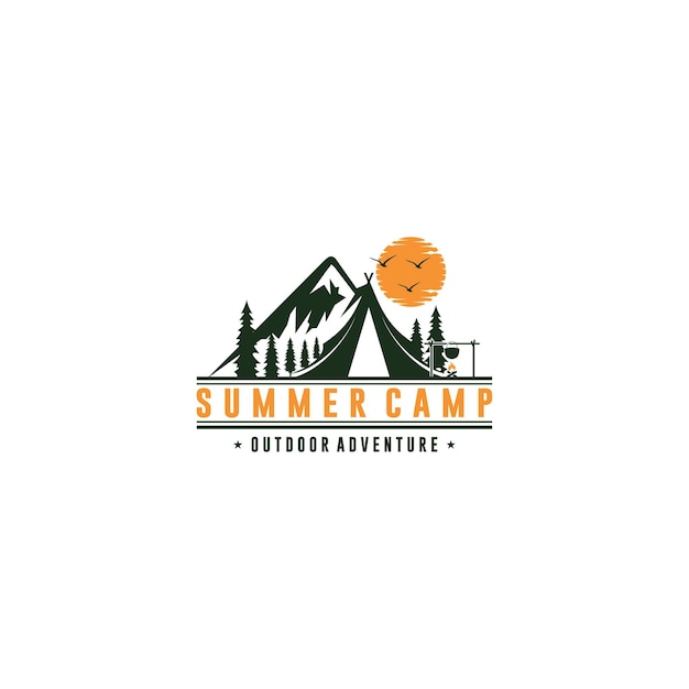 Summer Camp Vintage Logo Vector Template