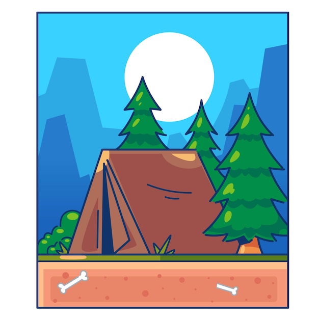 Vector summer camping in nature outdoor vector illustration