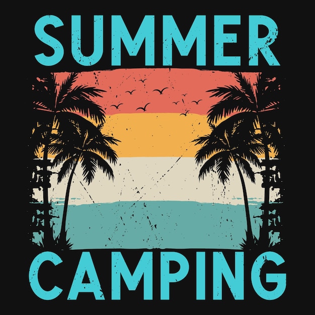 Summer camping tshirt design