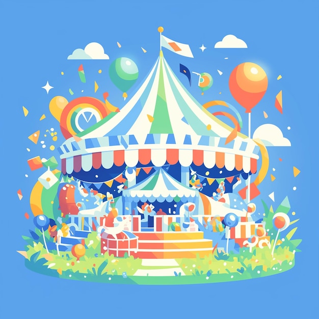 Summer Carnival with Rides and Games