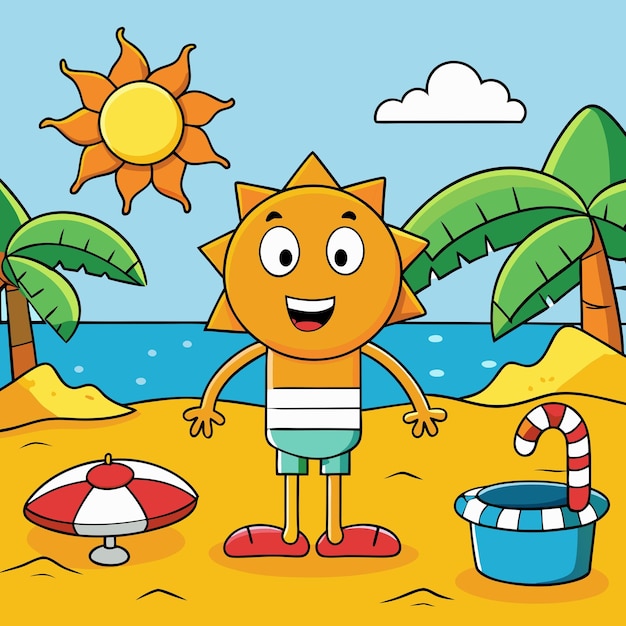 Summer Cartoon Clip Art Vector Illustration Design