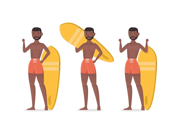 summer character vector beach cartoon tropical sea element body travel office manager body face art